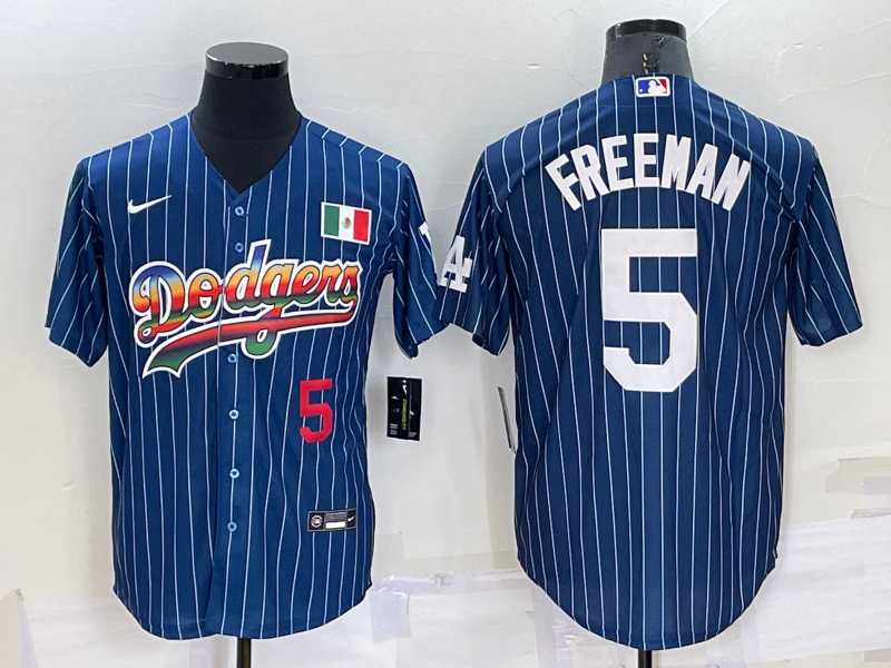 Los Angeles Dodgers #5 Freddie Freeman Number Rainbow Blue Red Pinstripe Mexico Cool Base Nike Jersey,We sell and wholesale Los Angeles Dodgers #5 Freddie Freeman Number Rainbow Blue Red Pinstripe Mexico Cool Base Nike Jersey on line form chian!